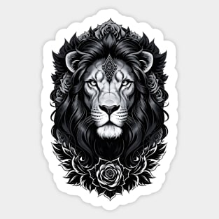 Lion and roses Sticker